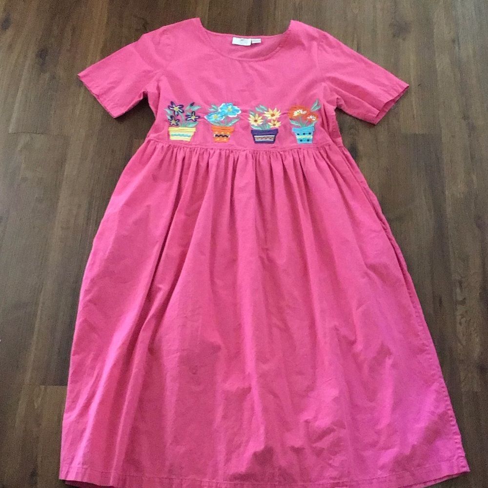 Vintage Go Softly Floral Spring Pink Dress